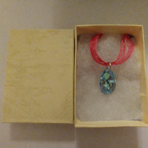 Aruba Blue Crystal Teardrop Necklace - Picture 7 of 8